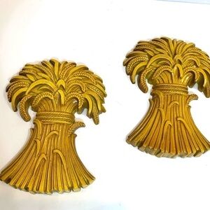 SEXTON Cast Metal Wheat/ Harvest/ Wall Plaques, 1971 USA, Set of 2 Vintage